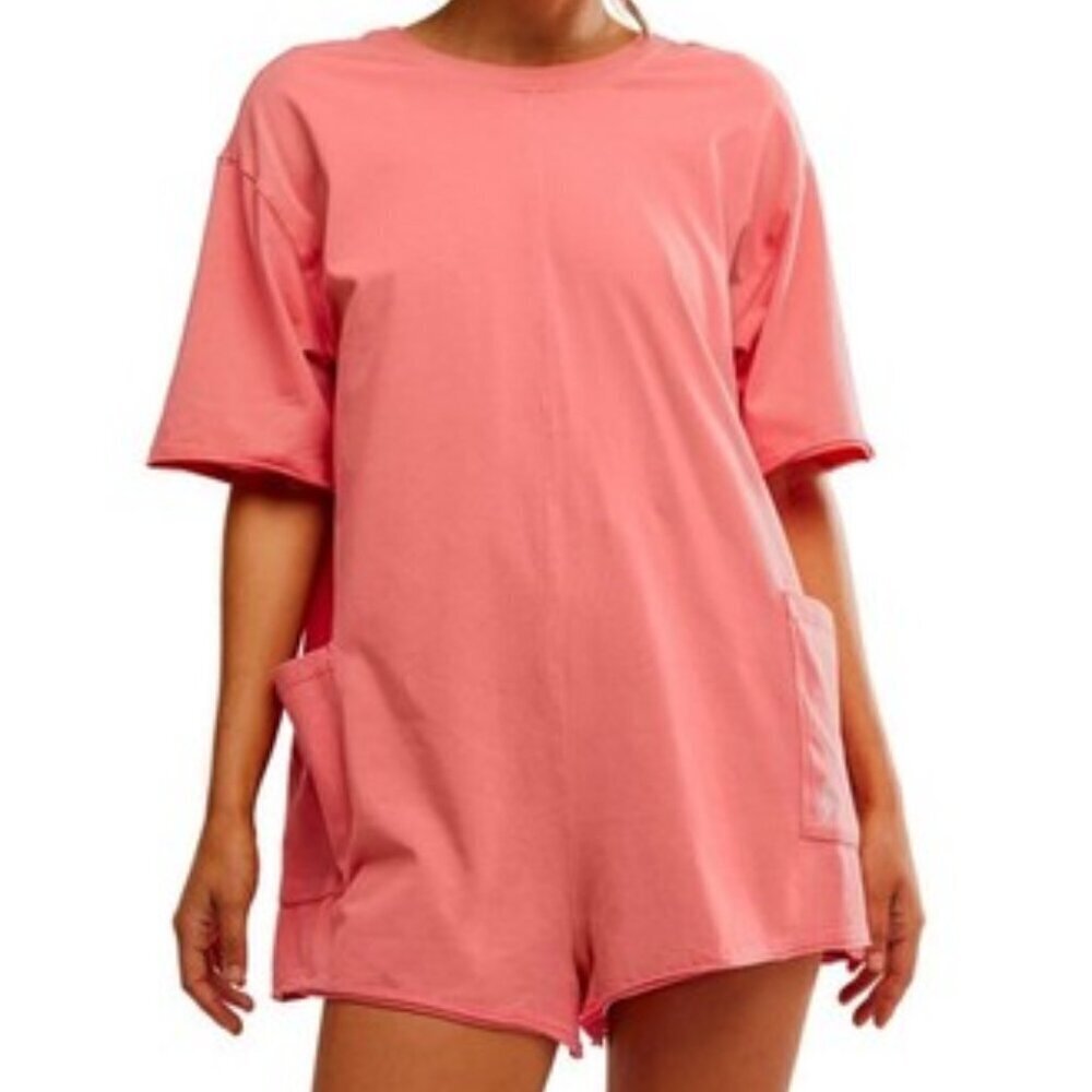 NEW FP Movement Hot Shot T Shirt Romper Tulip Pink Size XS NWT